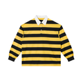 yellow striped polo shirt